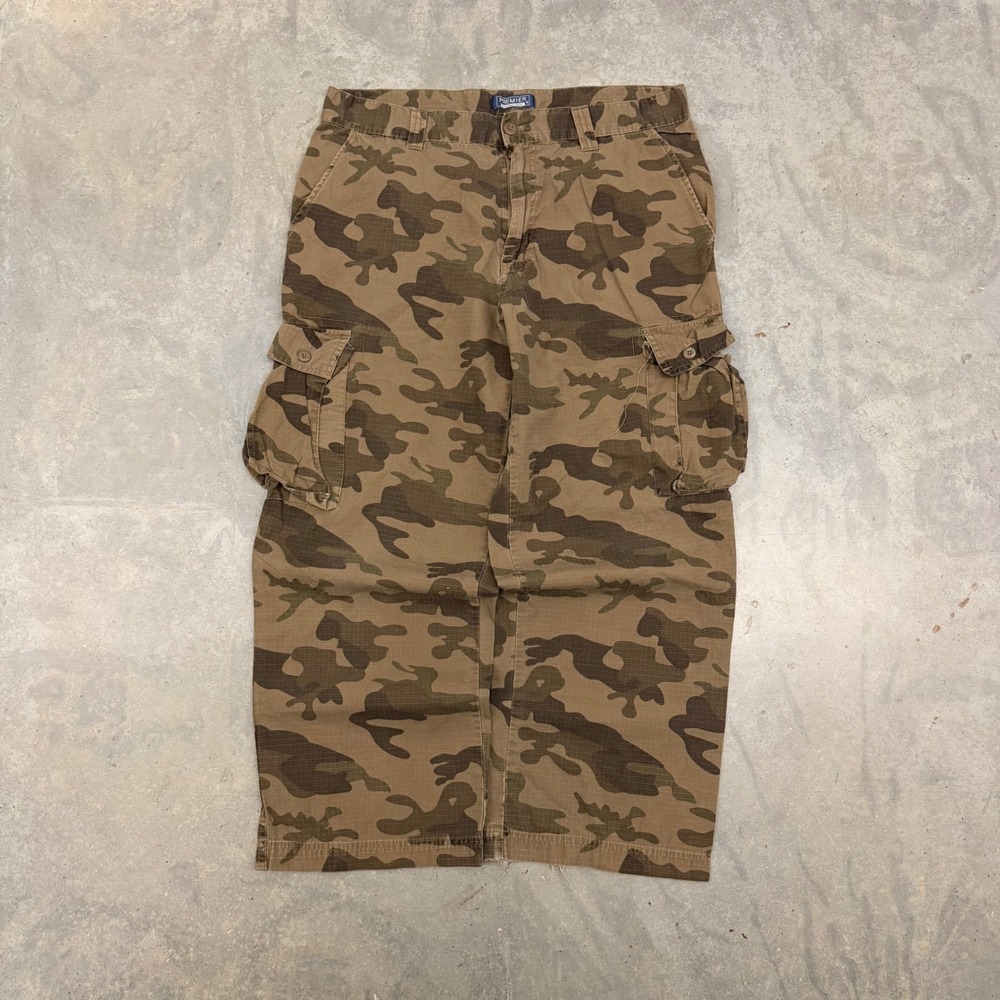 Y2K Mens Premier International Ripstop Camo Cargo Pants Gorpcore 36x30